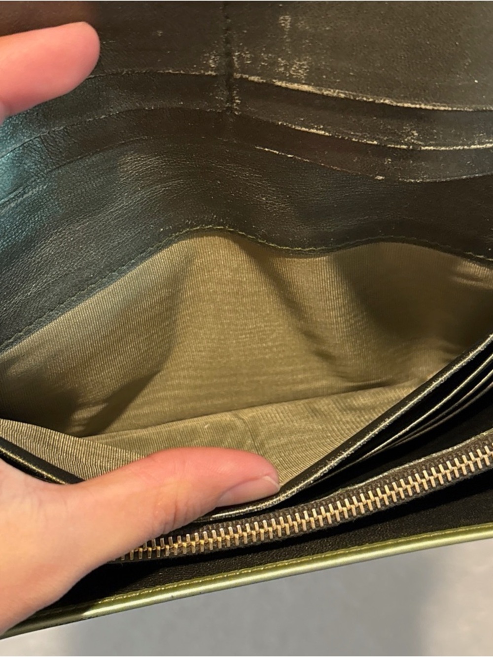 Prada Light Green Patent Leather Long Continental Snap Wallet with Gold Logo - Picture 10 of 15